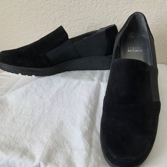 Stuart Weitzman Leather Shoes Suede Wedge Black Size 8.5 - Picture 6 of 13